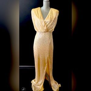 Stunning Champagne Gold Sequin Formal Gown